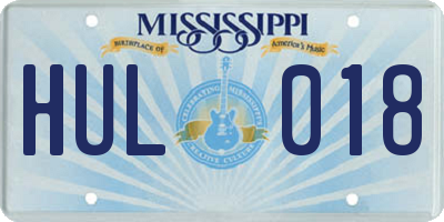 MS license plate HUL018