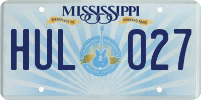 MS license plate HUL027