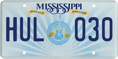 MS license plate HUL030