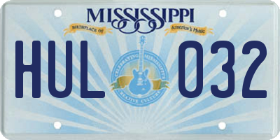 MS license plate HUL032