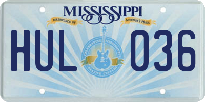 MS license plate HUL036