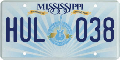 MS license plate HUL038