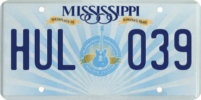 MS license plate HUL039