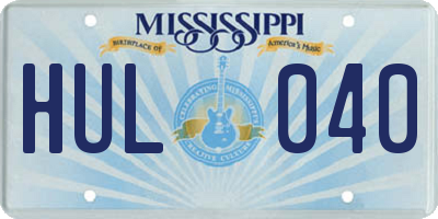 MS license plate HUL040