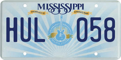 MS license plate HUL058