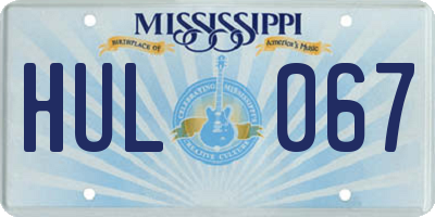 MS license plate HUL067