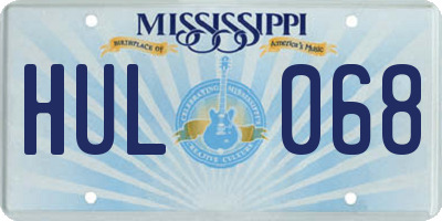 MS license plate HUL068