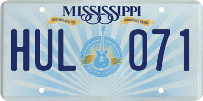 MS license plate HUL071