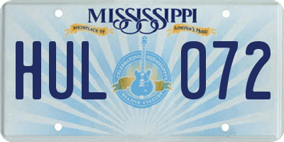 MS license plate HUL072