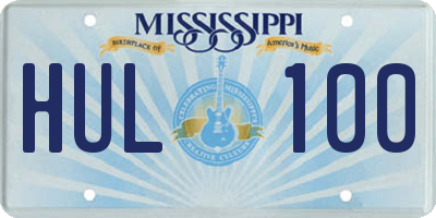 MS license plate HUL100