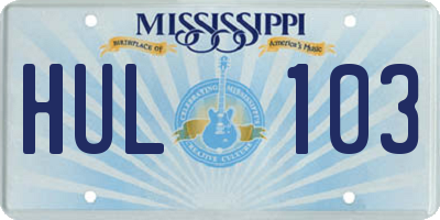 MS license plate HUL103