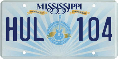 MS license plate HUL104