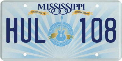 MS license plate HUL108