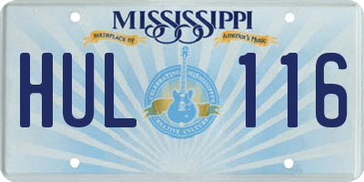 MS license plate HUL116