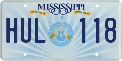 MS license plate HUL118