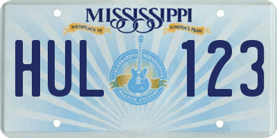 MS license plate HUL123