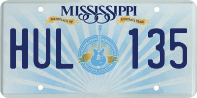 MS license plate HUL135