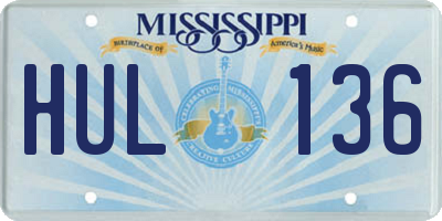 MS license plate HUL136