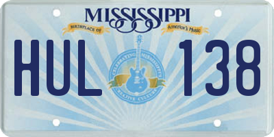 MS license plate HUL138