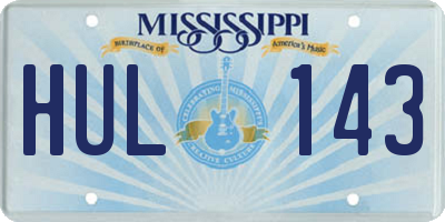MS license plate HUL143