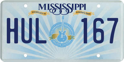MS license plate HUL167