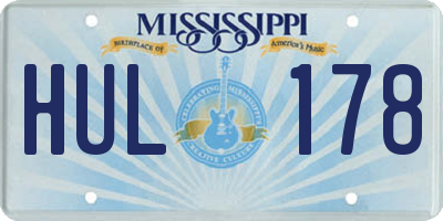 MS license plate HUL178