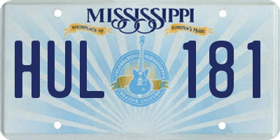MS license plate HUL181