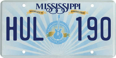MS license plate HUL190