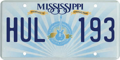 MS license plate HUL193