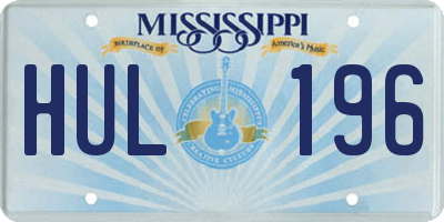 MS license plate HUL196