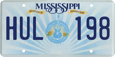 MS license plate HUL198