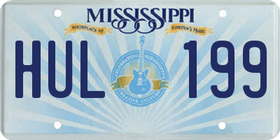 MS license plate HUL199