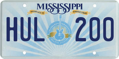 MS license plate HUL200