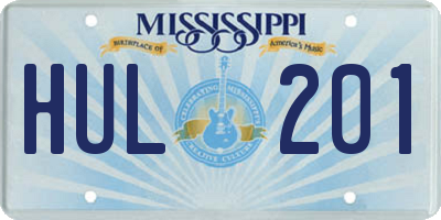 MS license plate HUL201