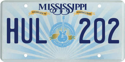 MS license plate HUL202
