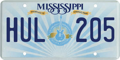 MS license plate HUL205