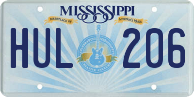 MS license plate HUL206