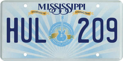 MS license plate HUL209