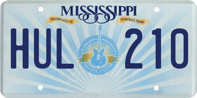MS license plate HUL210