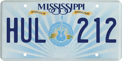 MS license plate HUL212