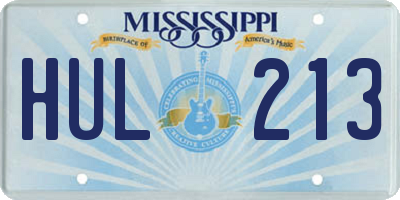 MS license plate HUL213