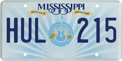 MS license plate HUL215