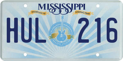 MS license plate HUL216