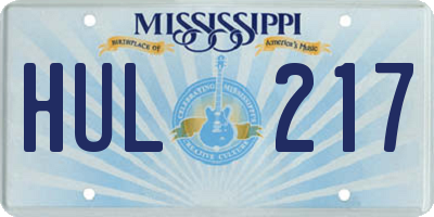 MS license plate HUL217