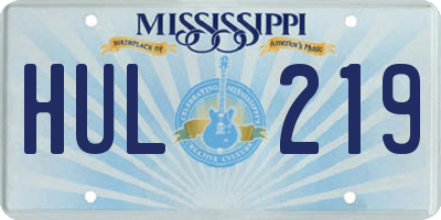 MS license plate HUL219