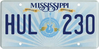 MS license plate HUL230