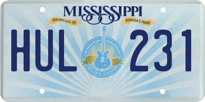 MS license plate HUL231