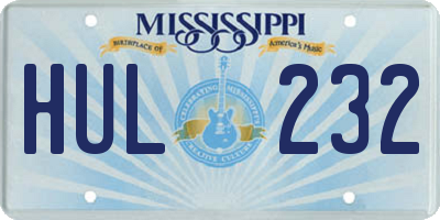 MS license plate HUL232