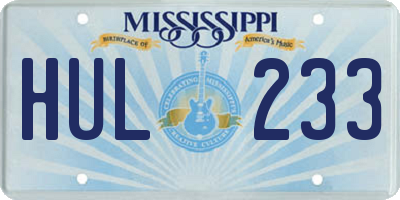 MS license plate HUL233