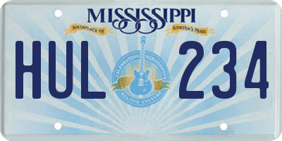 MS license plate HUL234